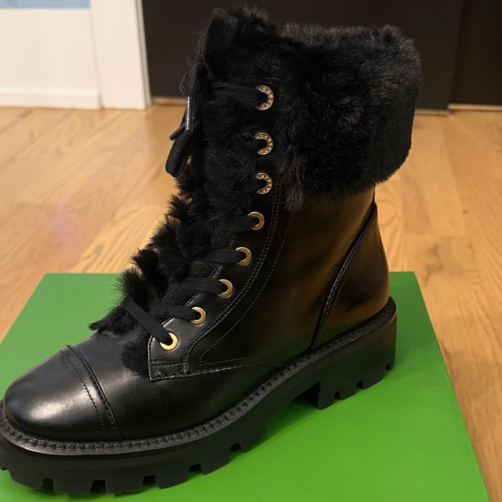 Kate Spade Merritt Winter Black Leather Boots 8